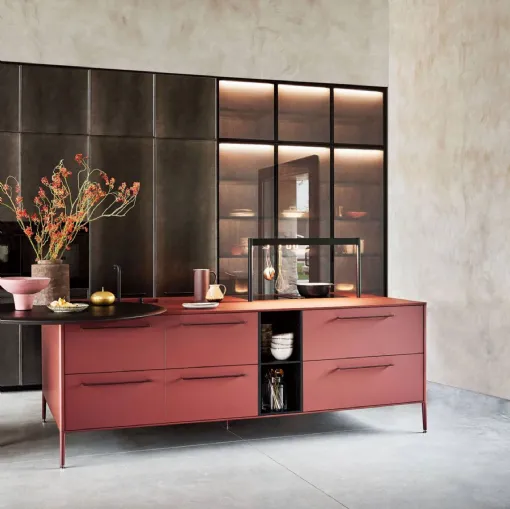 Cucina Unit Linked fenix rosso jaipur Cesar