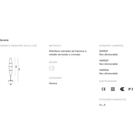 Scheda Tecnica Lampada Havana Foscarini da terra 