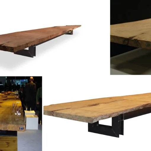 Tavolo in legno e metallo.