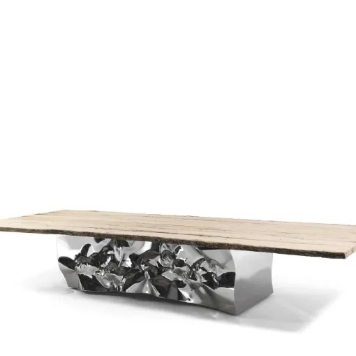 Tavolo in legno e acciaio inox